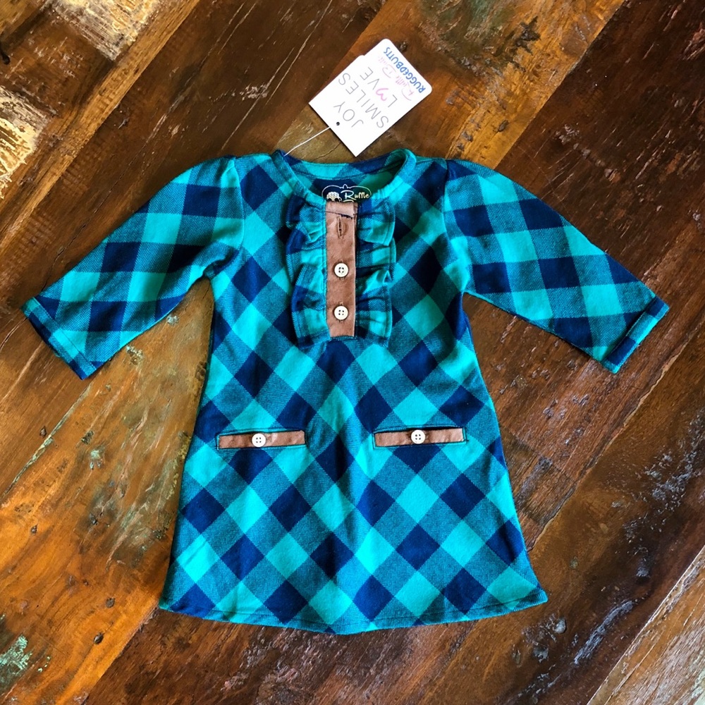 Navy & Emerald Buffalo Plaid Dress - RuffleButts